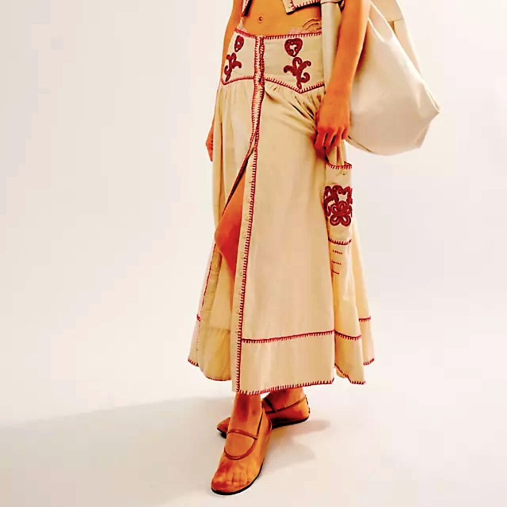 Free People "Wild at Heart" Skirt w/ Pockets | XS | Sun Yellow/Cowgirl R…